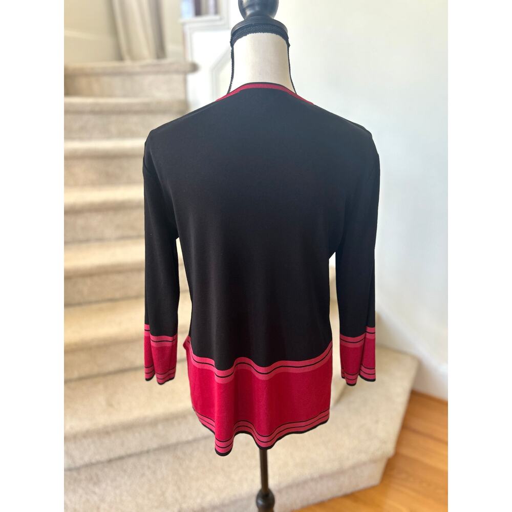 Exclusively Misook Black & Raspberry Red Striped … - image 3
